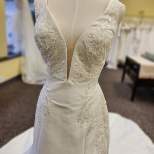 Ivory Satin Wedding Dress With Sequin Detail